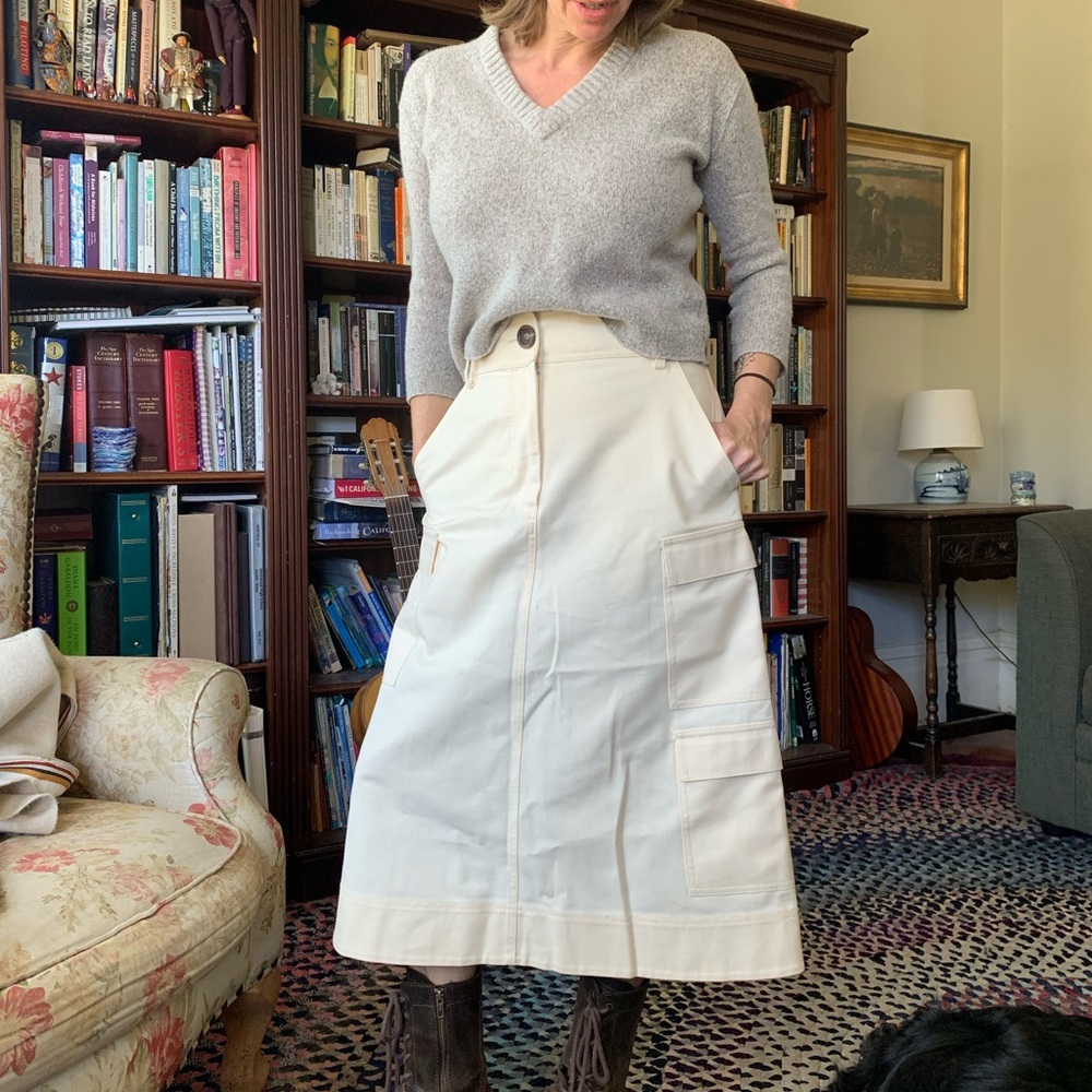 Lee Mathews Cream Cotton Skirt